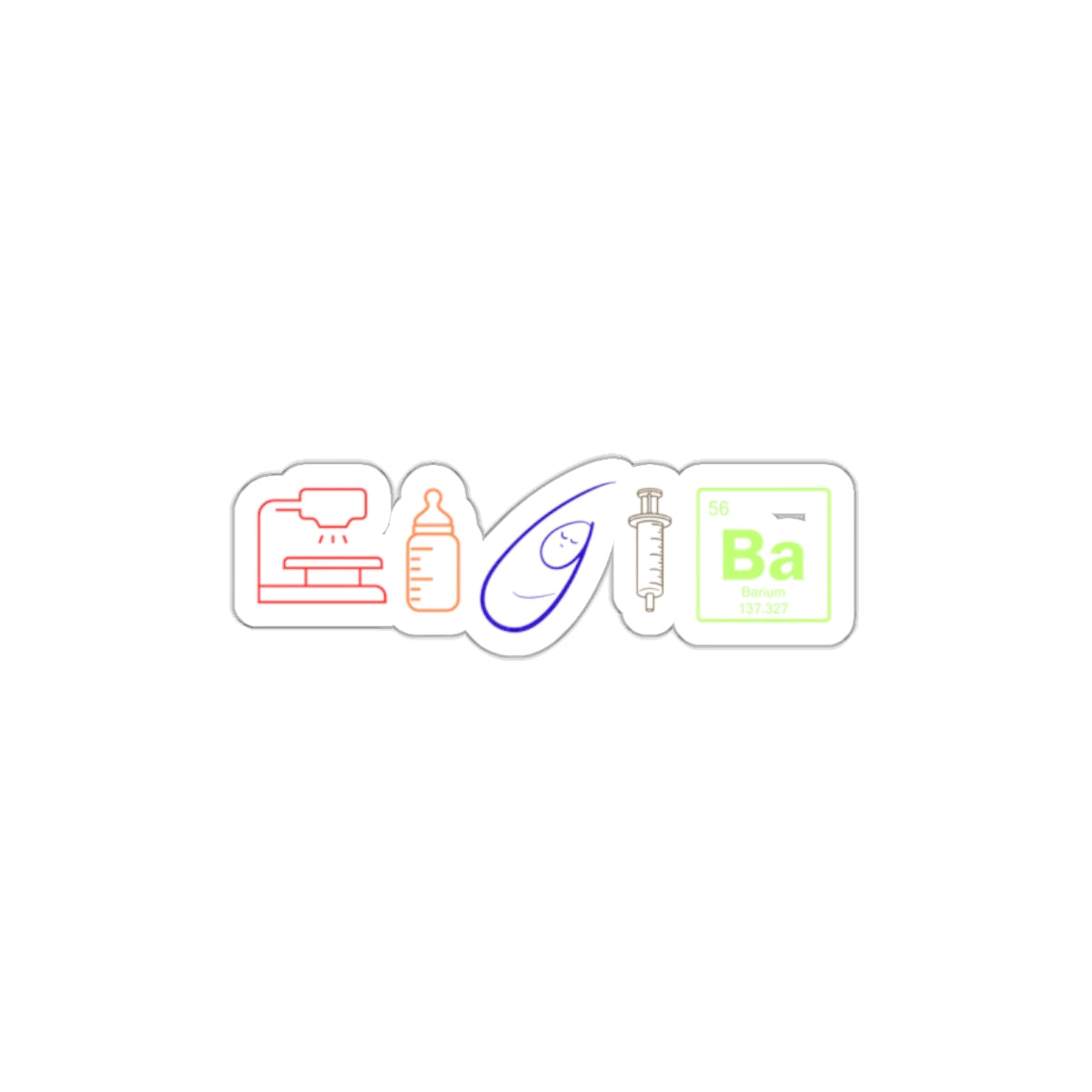 Die-Cut Stickers - NICU Speech Pathology Icons - Radiology Table, Baby Bottle, Swaddle Baby Bottle, Syringe, Barium Symbol