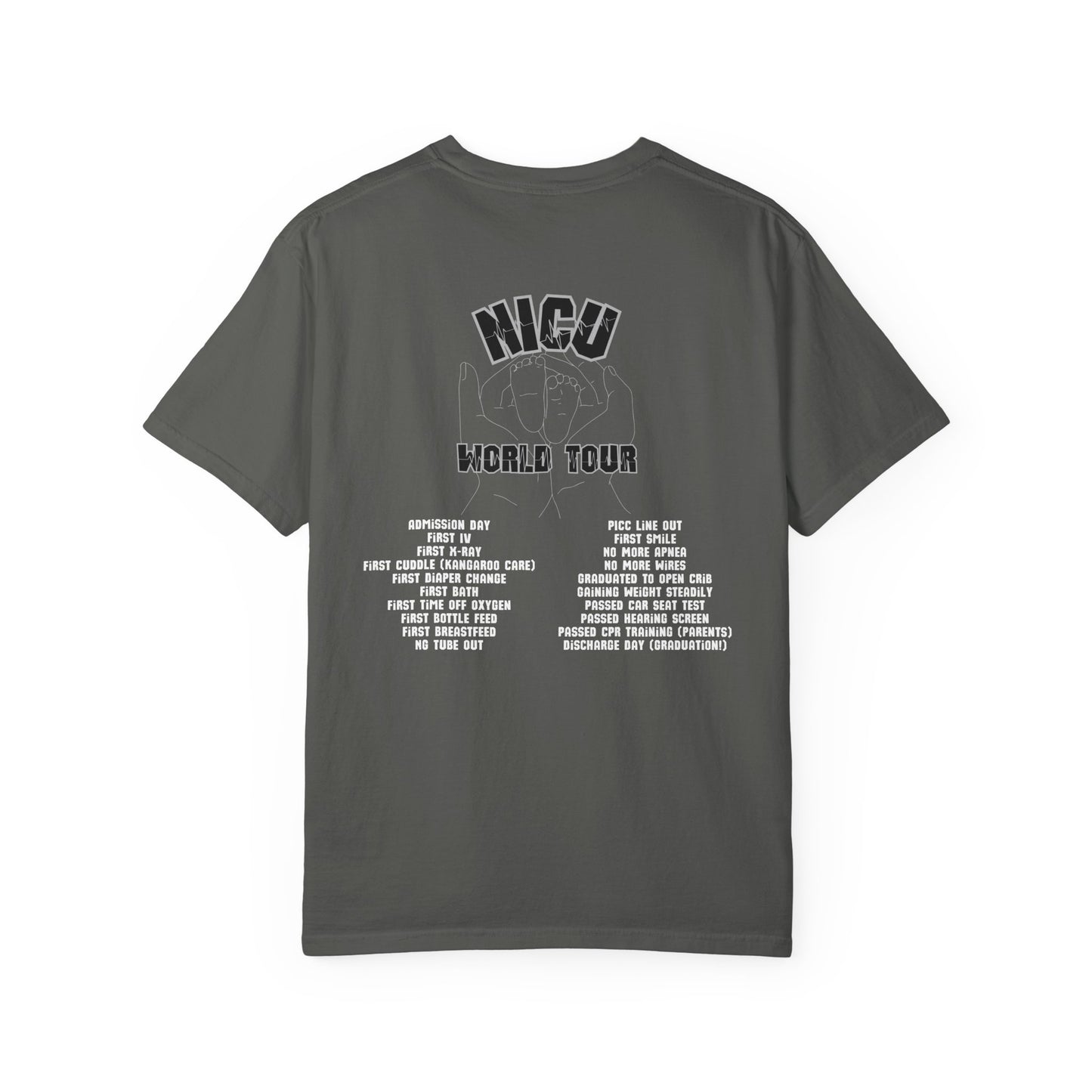 NICU World Tour Unisex T-shirt with Milestones (Dark)