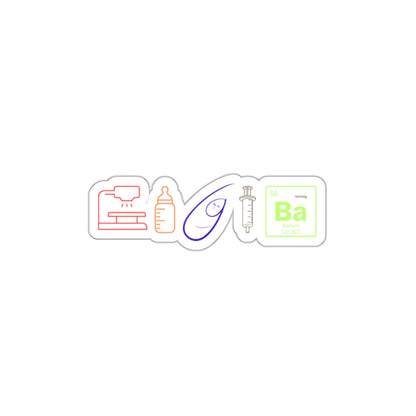 Die-Cut Stickers - NICU Speech Pathology Icons - Radiology Table, Baby Bottle, Swaddle Baby Bottle, Syringe, Barium Symbol